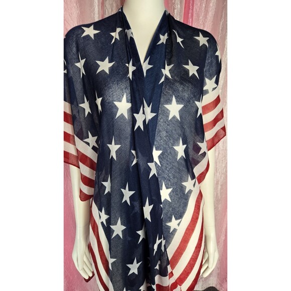 Steve Madden American Flag Blue Star Stripes Beach Wear Kimono One Size - Picture 3 of 9